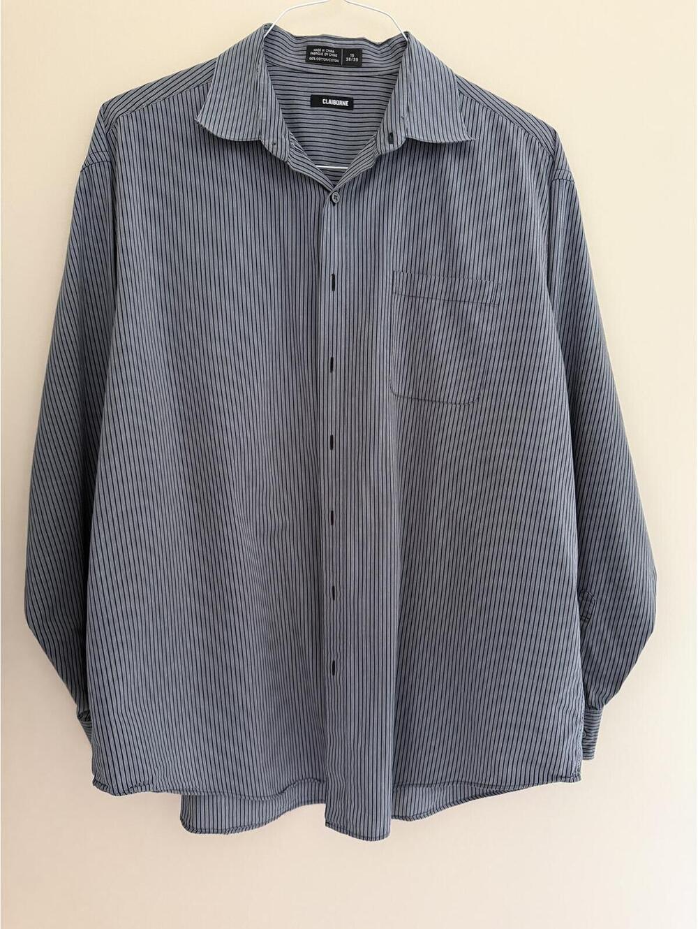 19 38/39 Claiborne dress shirt, black/gray stripes